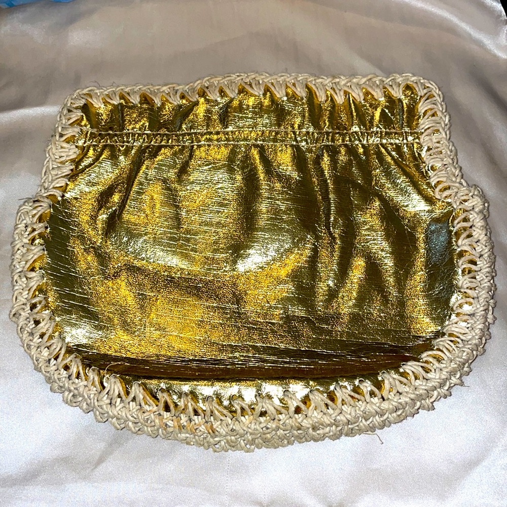 Made in Italy gold leather clutch